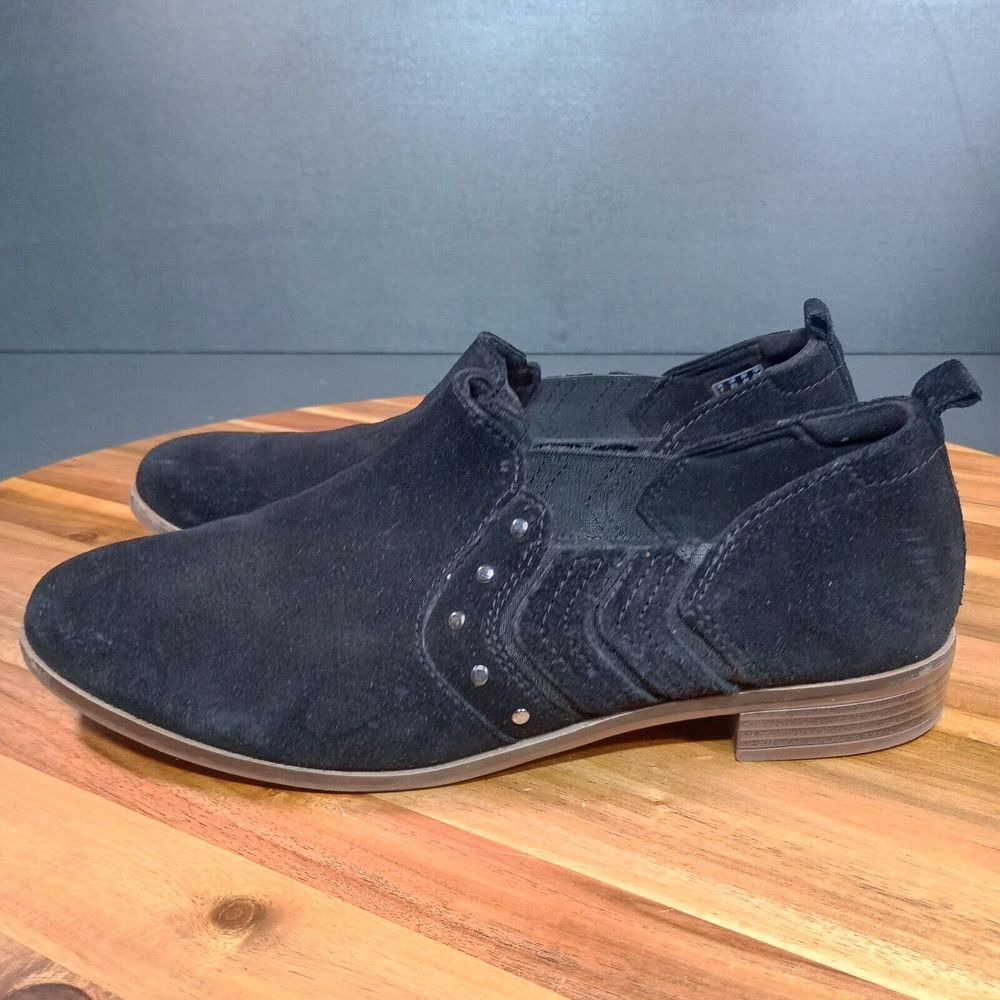 Clarks Collection Studded Slip On Boots‎ Booties Womens 9.5 W Trish Bell Black